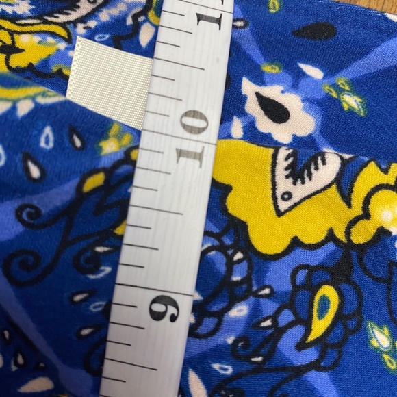 LuLaRoe Blue Yellow Floral One Size Leggings - Picture 7 of 8
